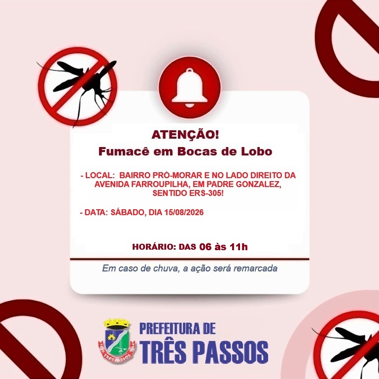 Foto relacionada à notícia:  ATENÇÃO: FUMACÊ SERÁ REALIZADO NO BAIRRO PRÓ-MORAR E NO LADO DIREITO DA AVENIDA FARROUPILHA, EM PADRE GONZALEZ, SENTIDO ERS-305, NESTE SÁBADO 